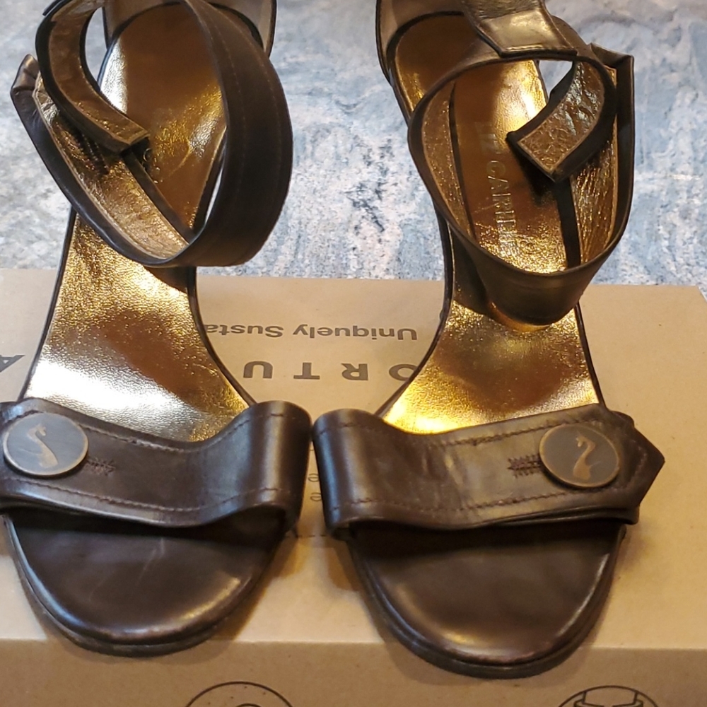 Liz Carine Brown Heel Ankle strap Sandals